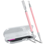 2PCS Metal Pink Cuticle Pusher and Scraper, Nail Trimmer Cutter Stainless Steel by GA%26EN