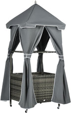 Pool Towel Valet Caddy with Canopy Cover, Hand-Woven PE Rattan Storage - Image 7