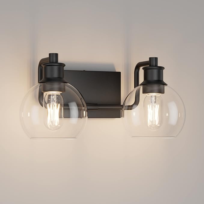 Tipace 2 Lights Industrial Bathroom Vanity Light Fixtures Over Mirror Black by Tipace