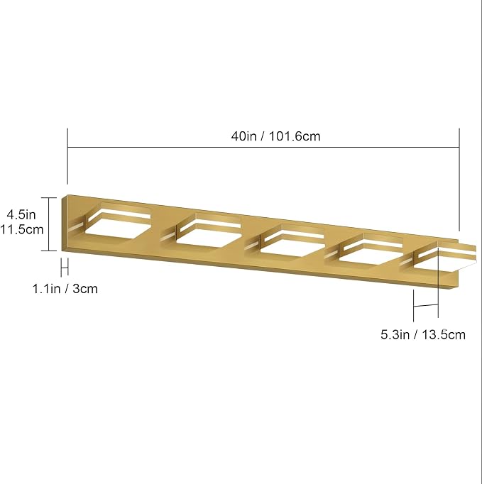 SineRise LED Modern Bathroom Vanity Light Fixtures, Brass Modern Acrylic - Image 3