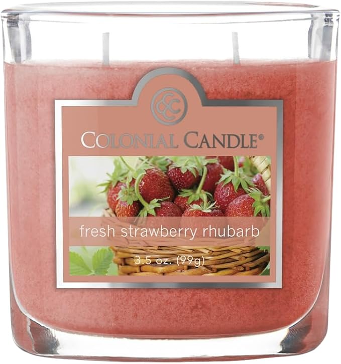 Colonial Candle Fresh Strawberry Rhubarb Scented Jar Candle, 2 Wick, 3.5 oz by ColonialCandle