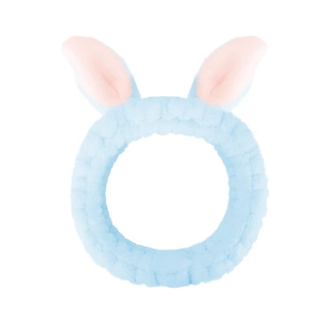 Cute Blue Rabbit Ears Headband Frog Eye Elastic to Wash Face by Jowmoy