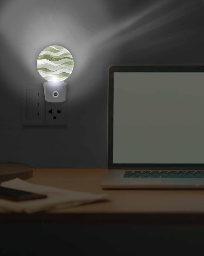 Night Lights Auto Sensor Green Ocean Waves Night Light Abstract Mountain - Image 7