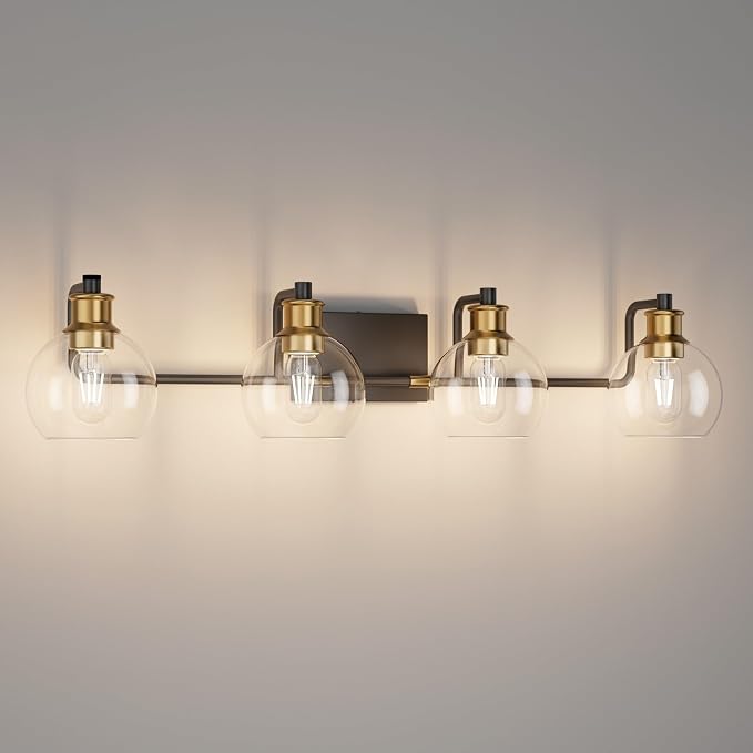 Tipace Industrial Bathroom Vanity Lighting Fixtures 4-Lights Vintage Black & by Tipace