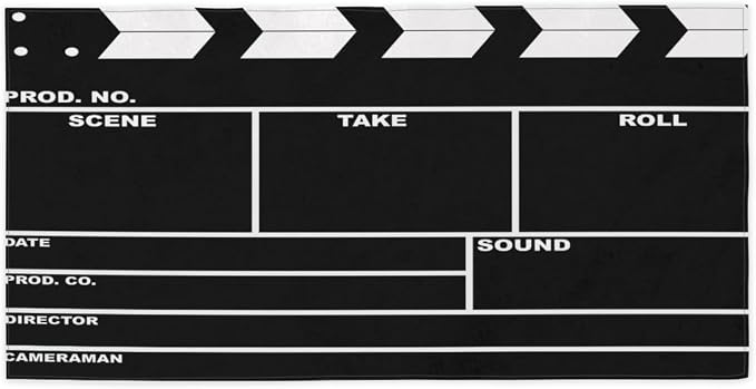 Black Movie Clapboard Beach Towel Oversized Quick Dry Beach Blanket Microfiber - Image 3
