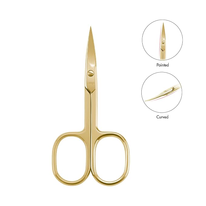 LIVINGO Professional Nail Cutter Scissors, Eyebrows/Eyelash Use, 3.5" Gold - Image 3