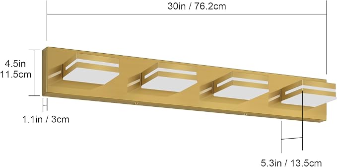 SineRise LED Modern Bathroom Vanity Light Fixtures, Brass Modern Acrylic - Image 5
