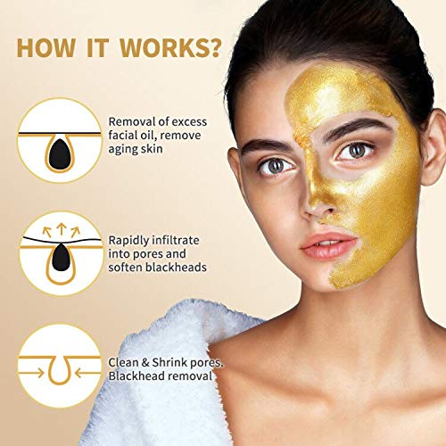 Blackhead Remover Mask, 24K Gold Peel Off Mask, Deep Cleansing, - Image 3