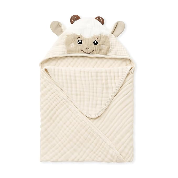 Blissful Diary Muslin Baby Hooded Towel 1 Pack, Soft & Absorbent Bath Towel - Image 8