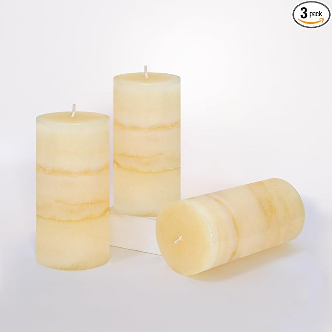 3x6 Inches Jasmine Scented Pillar Candles Ivory White Hand-Poured Long Burning by FLAVCHARM