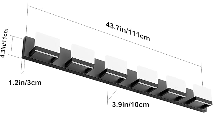 Tipace LED Modern Matte Black Bathroom Vanity Lights Over Mirror 6 Lights Up - Image 7