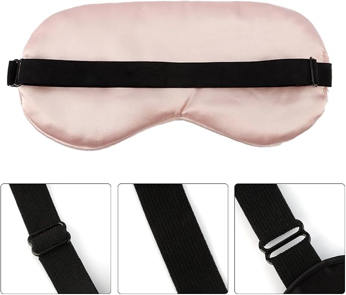 2 PCS Pink Satin Sleep Masks, Adjustable Silk Eye Mask - Image 2