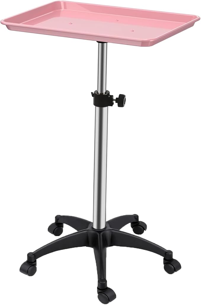 Salon Rolling Tray, Height Adjustable Tattoo Tray Rolling Cart, Storage Utility by Roixeeds