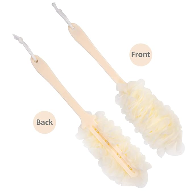 Back Scrubber for Shower, Loofah Long Handle Bath Body Brush, Soft Nylon Mesh - Image 2