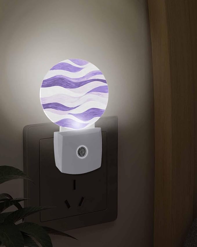 Night Lights Auto Sensor Lavender Purple Ocean Waves Night Light Abstract - Image 3