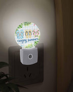 Night Lights Auto Sensor Flip Flops Night Light Enjoy Summer Green Palm Leaves - Image 3