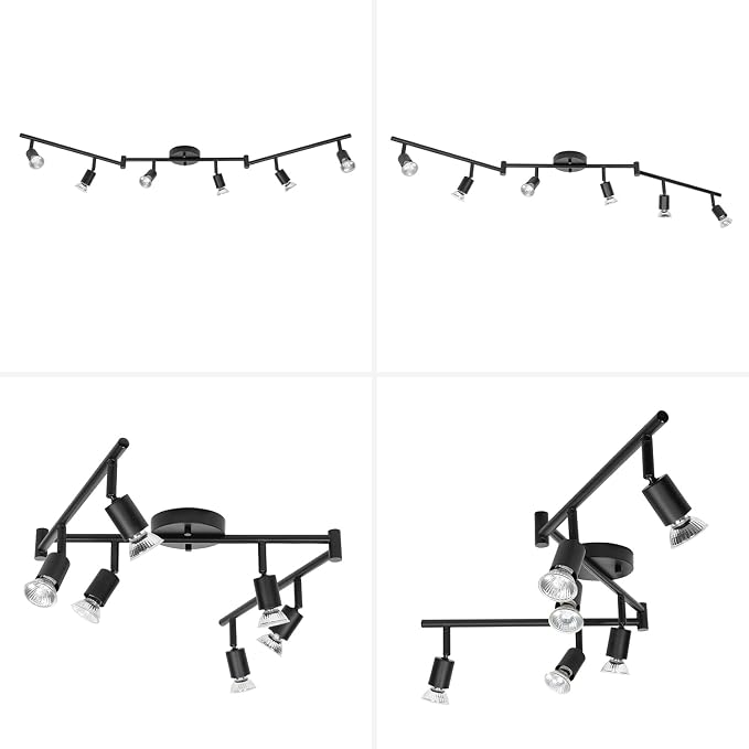 Globe Electric 59693 6-Light Foldable Track Lighting Kit, Matte Black Finish - Image 7