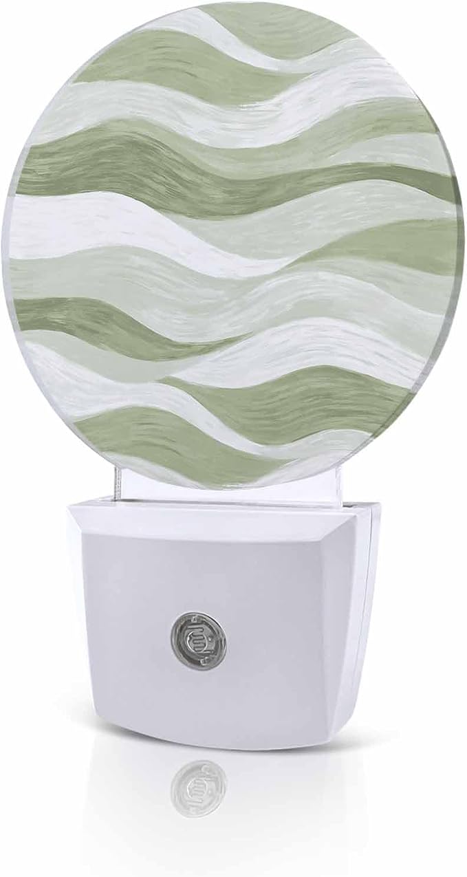 Night Lights Auto Sensor Sage Green Ocean Waves Night Light Abstract Mountain by Home+L6