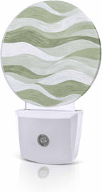 Night Lights Auto Sensor Sage Green Ocean Waves Night Light Abstract Mountain by Home+L6