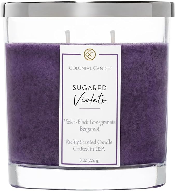 Colonial Candle Sugared Violets Scented Candle Jar, Highly Fragranced Candles by ColonialCandle