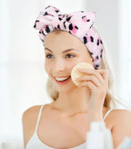 Huachi Pink Leopard Soft Microfiber Spa Headbands - Image 3