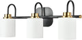 Mid Century Modern Matte Black and Gold 3 Lights Milky Glass Wall Light Fixture by ZHUOERLighting