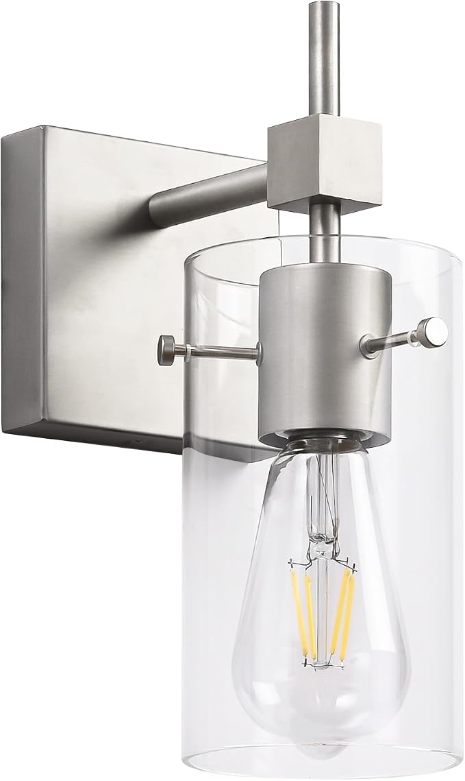 SOLFART 1 Light Vintage Vanity Light Brushed Nickel Bathroom Light Fixture Over by SOLFART