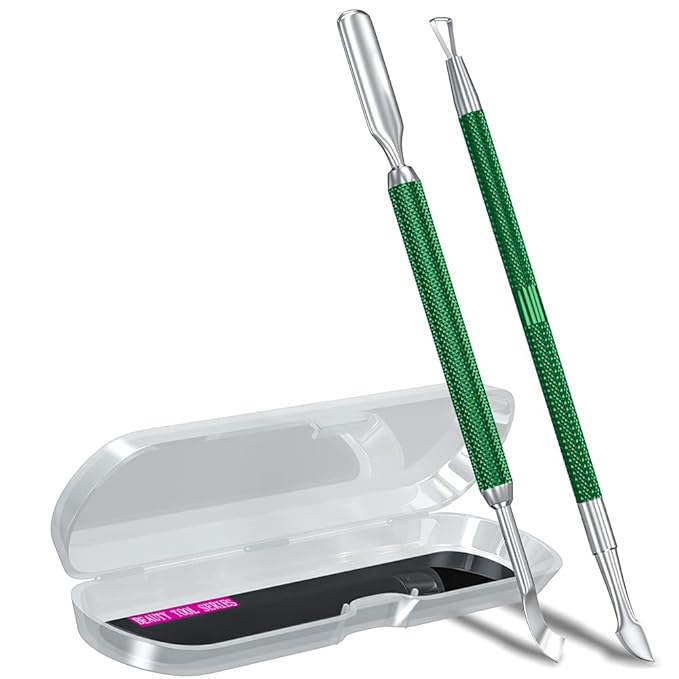 GA&EN 2PCS Metal Dark Green Cuticle Pusher and Cutter Remover Salon Quality by GA%26EN