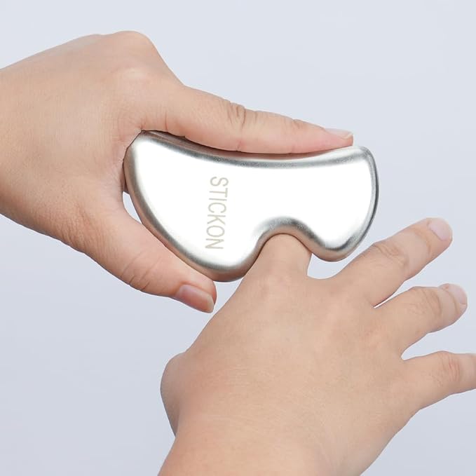 STICKON 2 in 1 Gua Sha Facial Tools Massage Scraper, Stainless Steel - Image 4