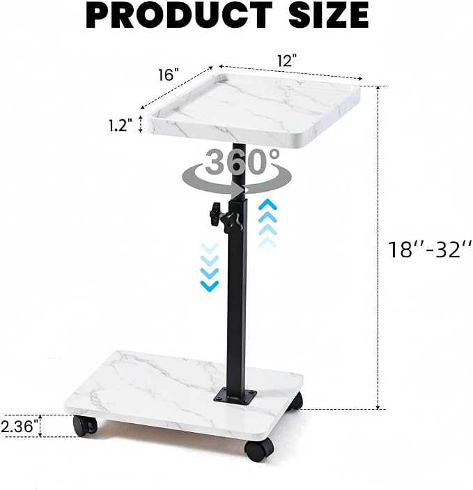 C Table End Table Adjustable Height, C Shaped End - Image 2