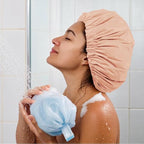 Reusable Shower Cap for Women, Large Waterproof Shower Bonnet Washable Elastic - Image 4