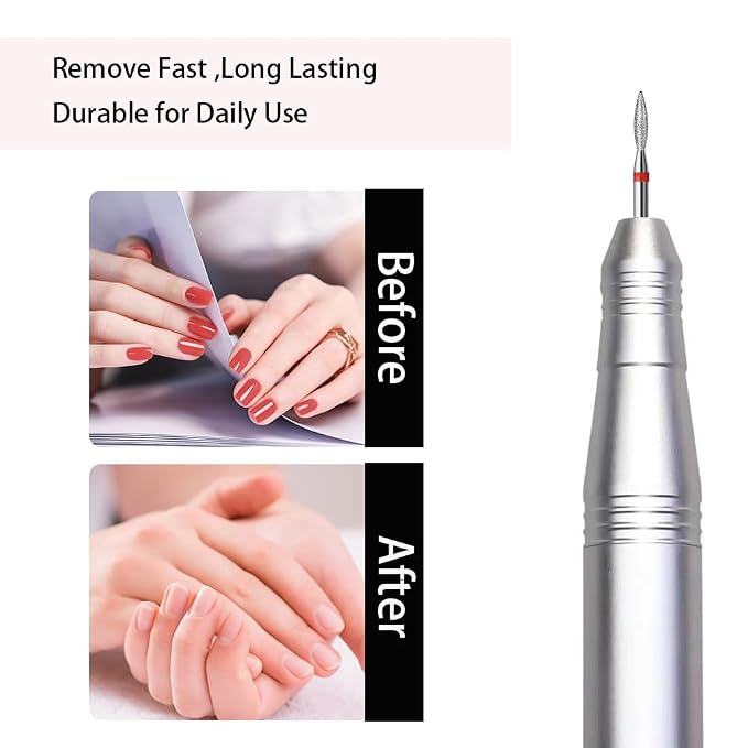 10pcs Diamond Flame Cuticle Drill Bits Set, Professional Cuticle Nail Drill Bits - Image 3