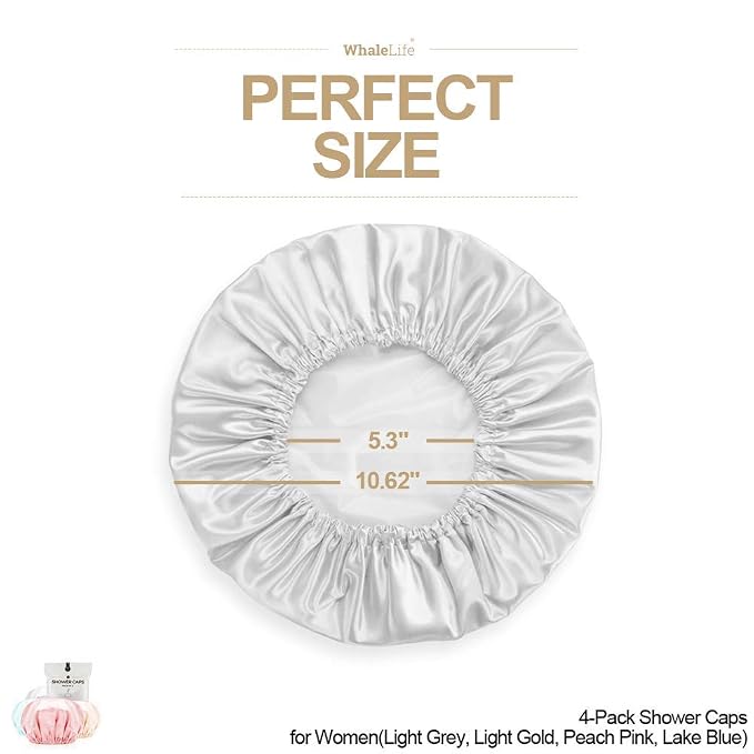 Shower Cap for Women Reusable Extra Large Shower Caps for Men Satin Double - Image 5