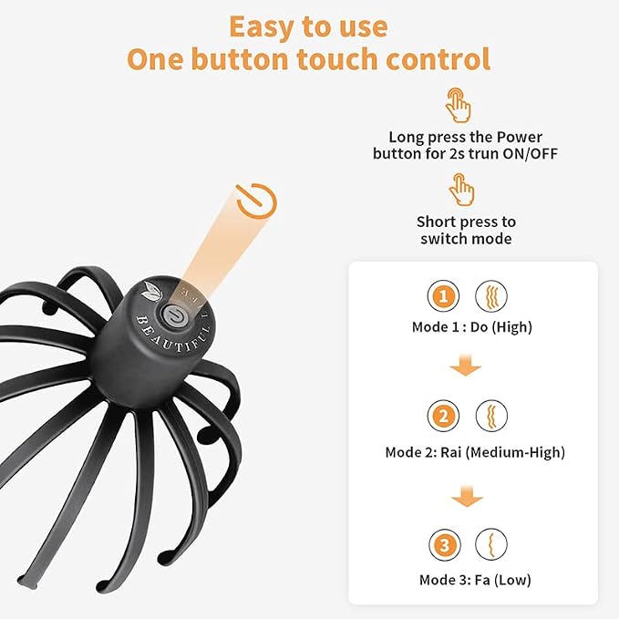 Electric Scalp Massager with 3 Modes, 360 Degree Head Massager, Cordless - Image 3