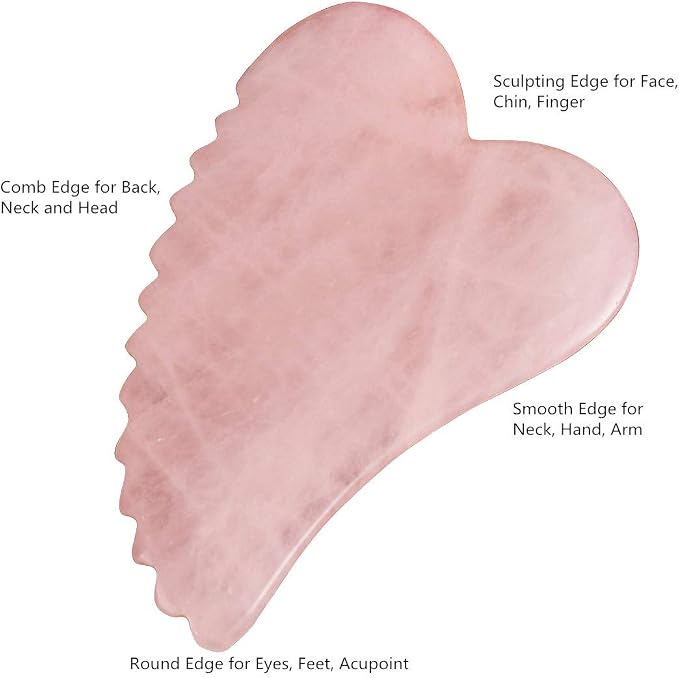 Rose Quartz Gua Sha Comb Massage Tool - Image 2