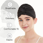 Pleated Fabric Swimming Cap Women Ladies Long Hair Swim Cap Ear Protecting - Image 3