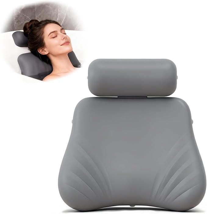 Upgraded Silicone Bath Pillow, 4D Press Inflatable Airbag and Non-Slip Large by Unknown
