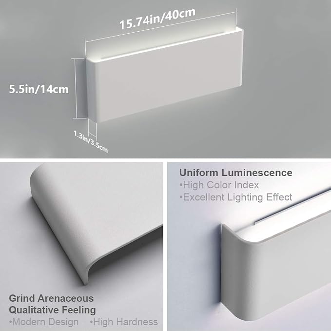 Aipsun 15.75in Matte White Modern Vanity Light Up and Down LED Vanity Light - Image 6