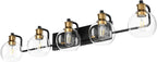 Tipace Vintage Vanity Light Fixture, 5-Light Industrial Black & Gold Bathroom - Image 2