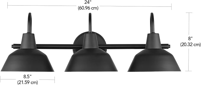 Globe Electric 65554 Barnyard 3-Light Vanity Light, Matte Black - Image 5