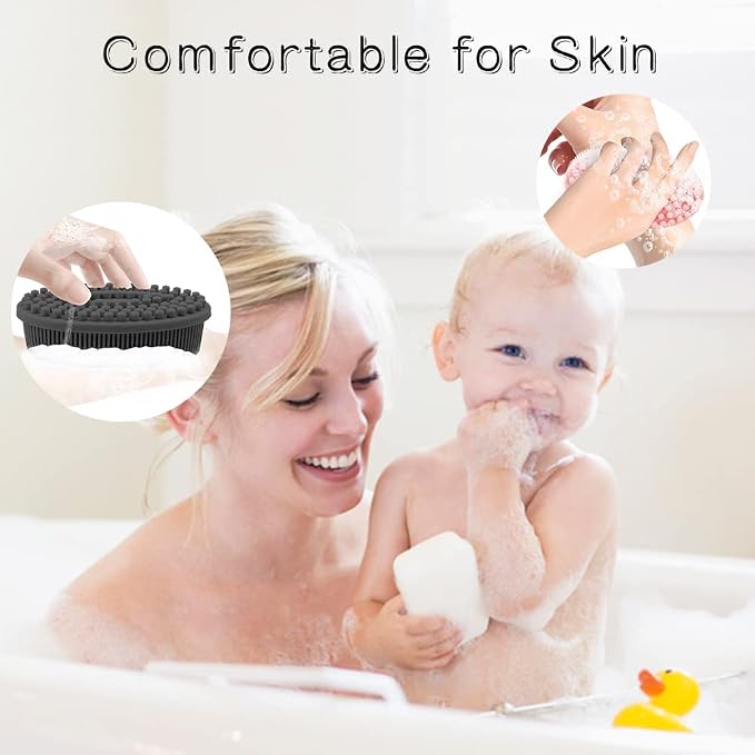 3 Pack Silicone Body Scrubber, Soft Silicone Loofah Exfoliating Body Scrubber - Image 4