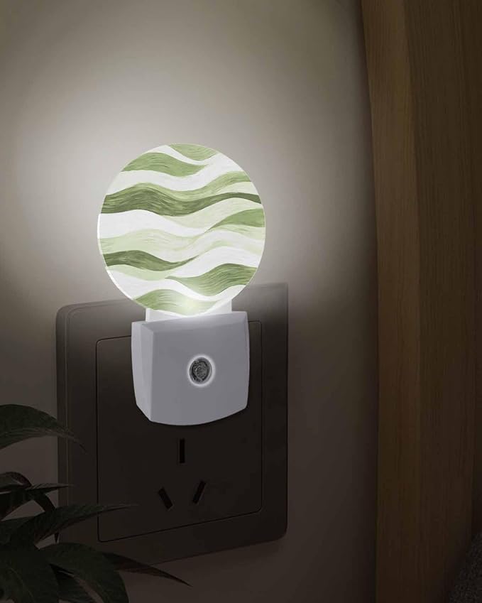 Night Lights Auto Sensor Green Ocean Waves Night Light Abstract Mountain - Image 3