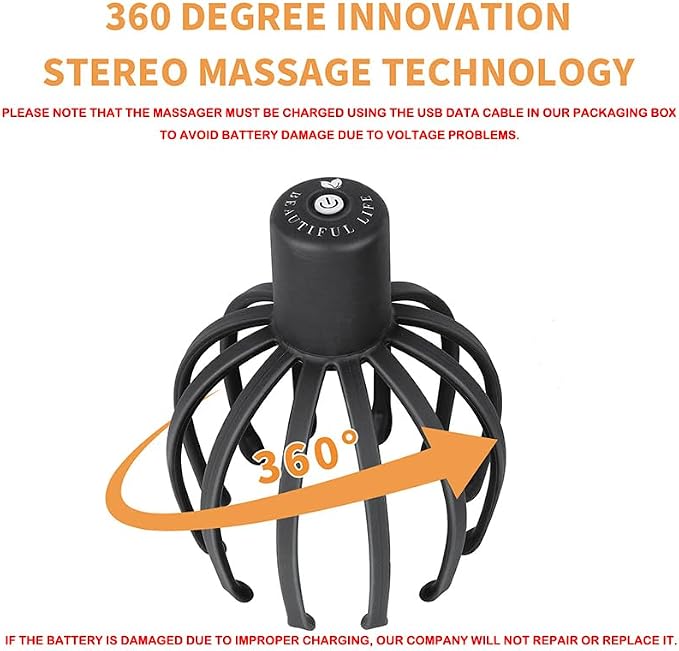 Electric Scalp Massager with 3 Modes, 360 Degree Head Massager, Cordless - Image 2