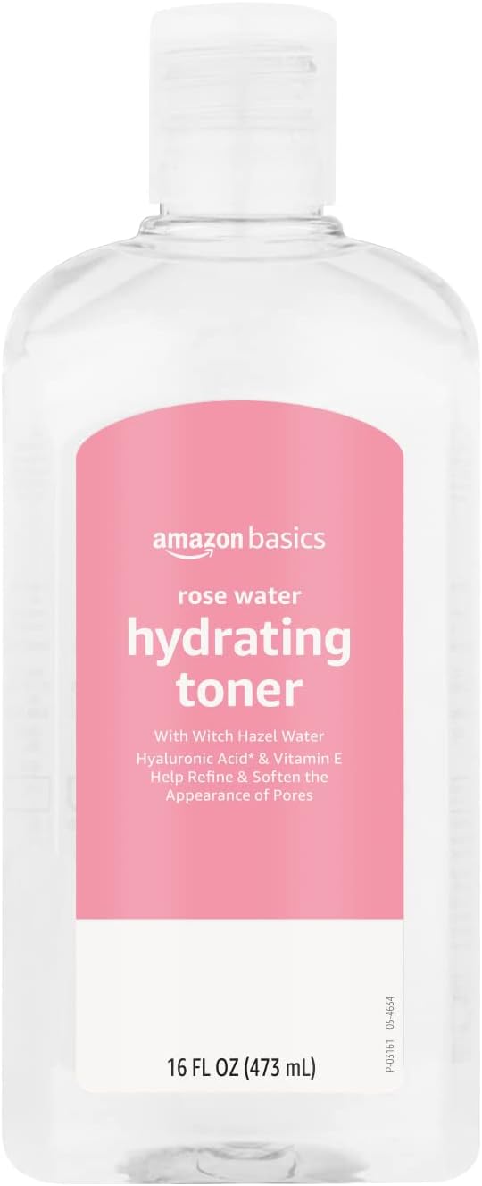 Amazon Basics Rose Water Hydrating Facial Toner, Alcohol Free, 16 fl oz by AmazonBasics