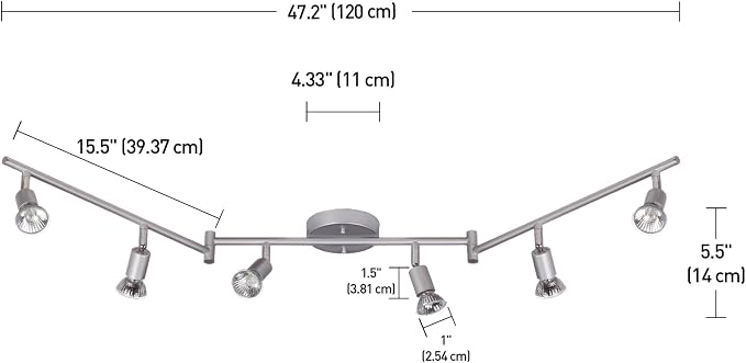 Globe Electric 59351 Payton 6-Light Foldable Track Lighting, Matte Silver - Image 13