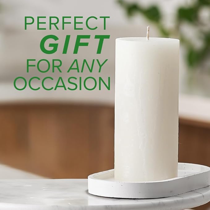 Simply Soson 3x6 inch Ivory Rustic Eucalyptus and Sage Pillar Scented Candle - Image 4