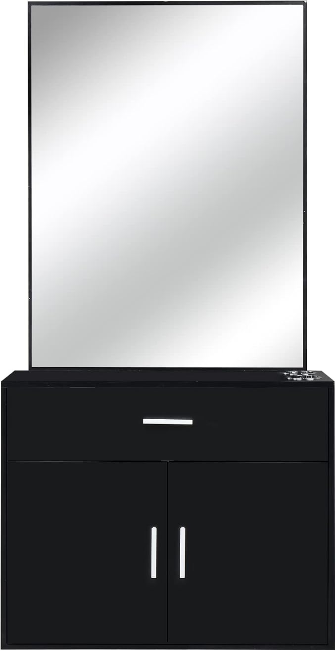 Modern Styling Station for Hair Stylist, Wooden Hair Salon Station Storage - Image 4