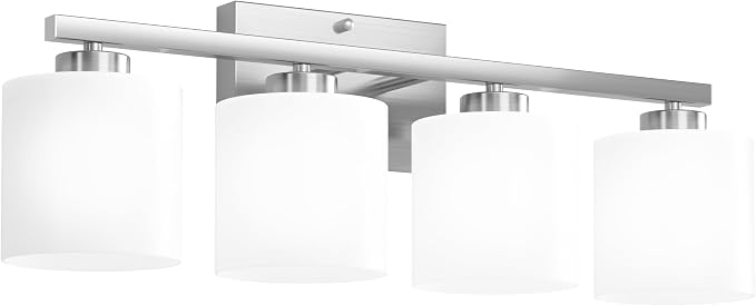 Honesorn 4-Light Bathroom Vanity Light Fixture, Brushed Nickel, Modern - Image 8