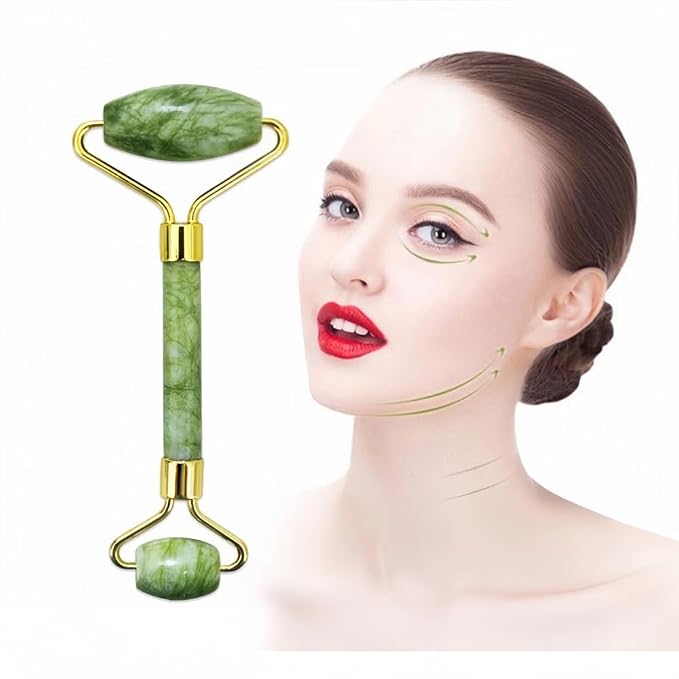 Jade Roller and Gua Sha Set, Natural Jade Stone Facial Massage Tools - Image 6