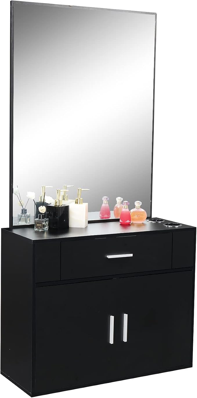 Modern Styling Station for Hair Stylist, Wooden Hair Salon Station Storage by Unknown